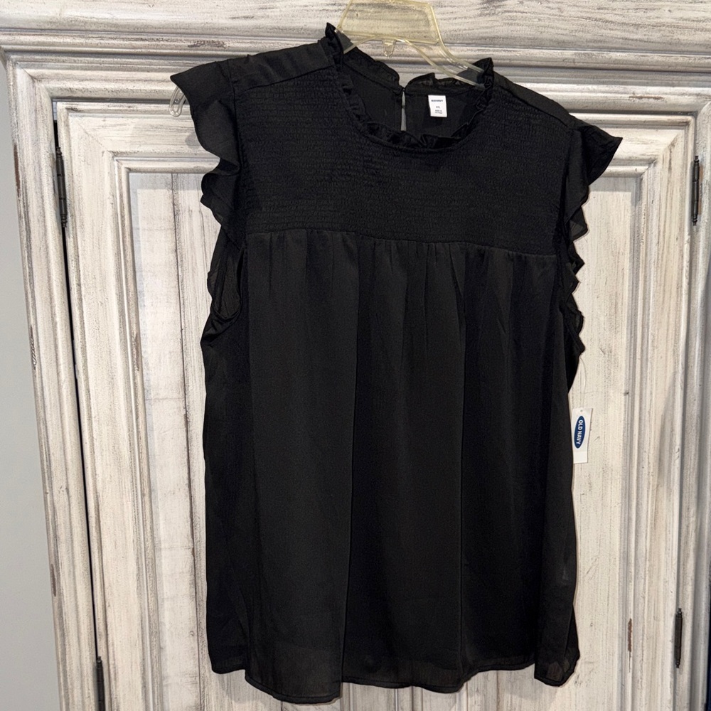 Old Navy Black Ruffle Sleeve Blouse